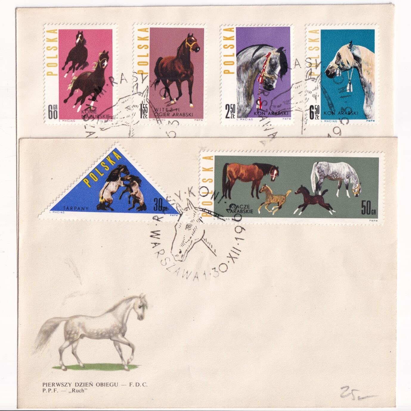 Fi 1299-1308 FDC Konie polskie