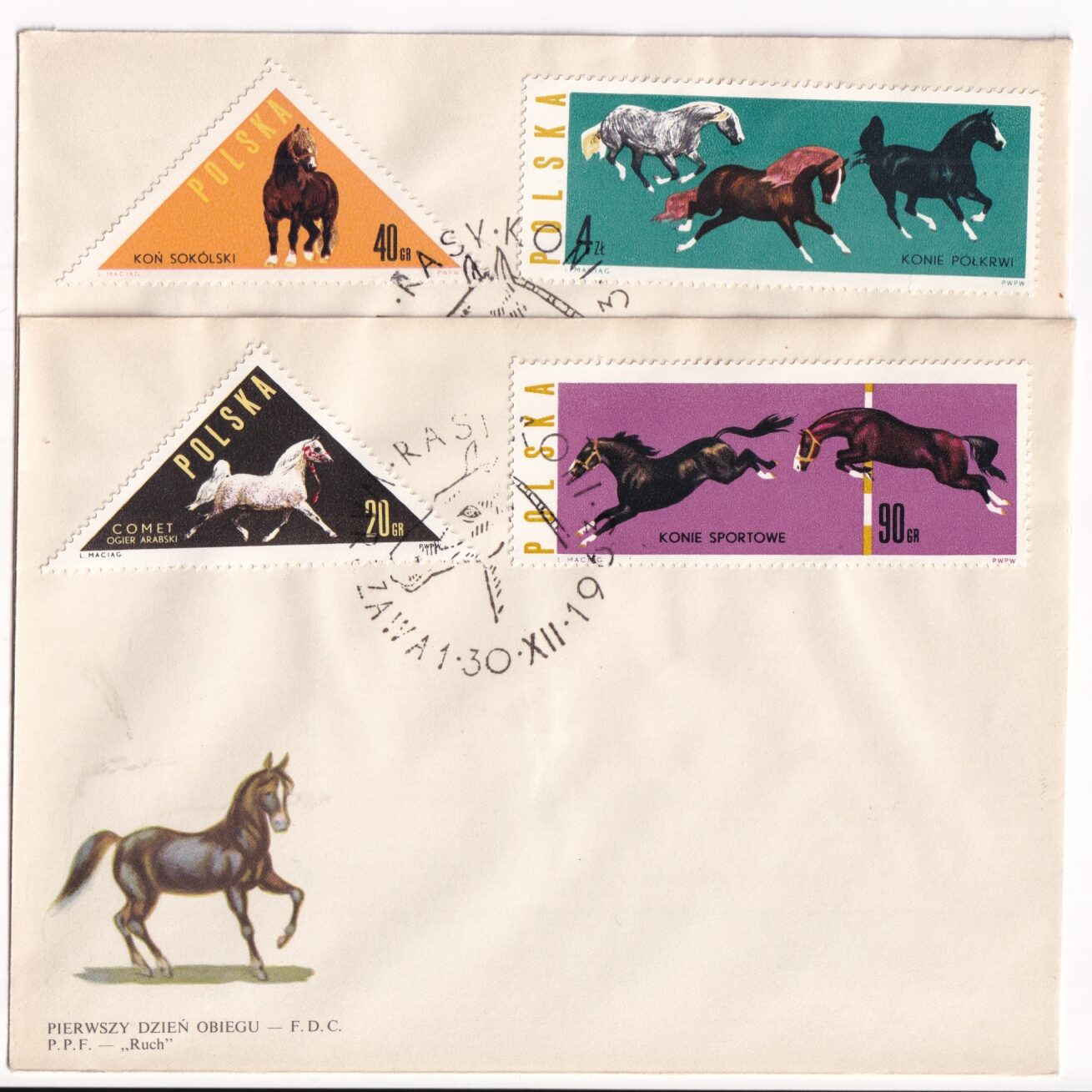 Fi 1299-1308 FDC Konie polskie - obrazek 2