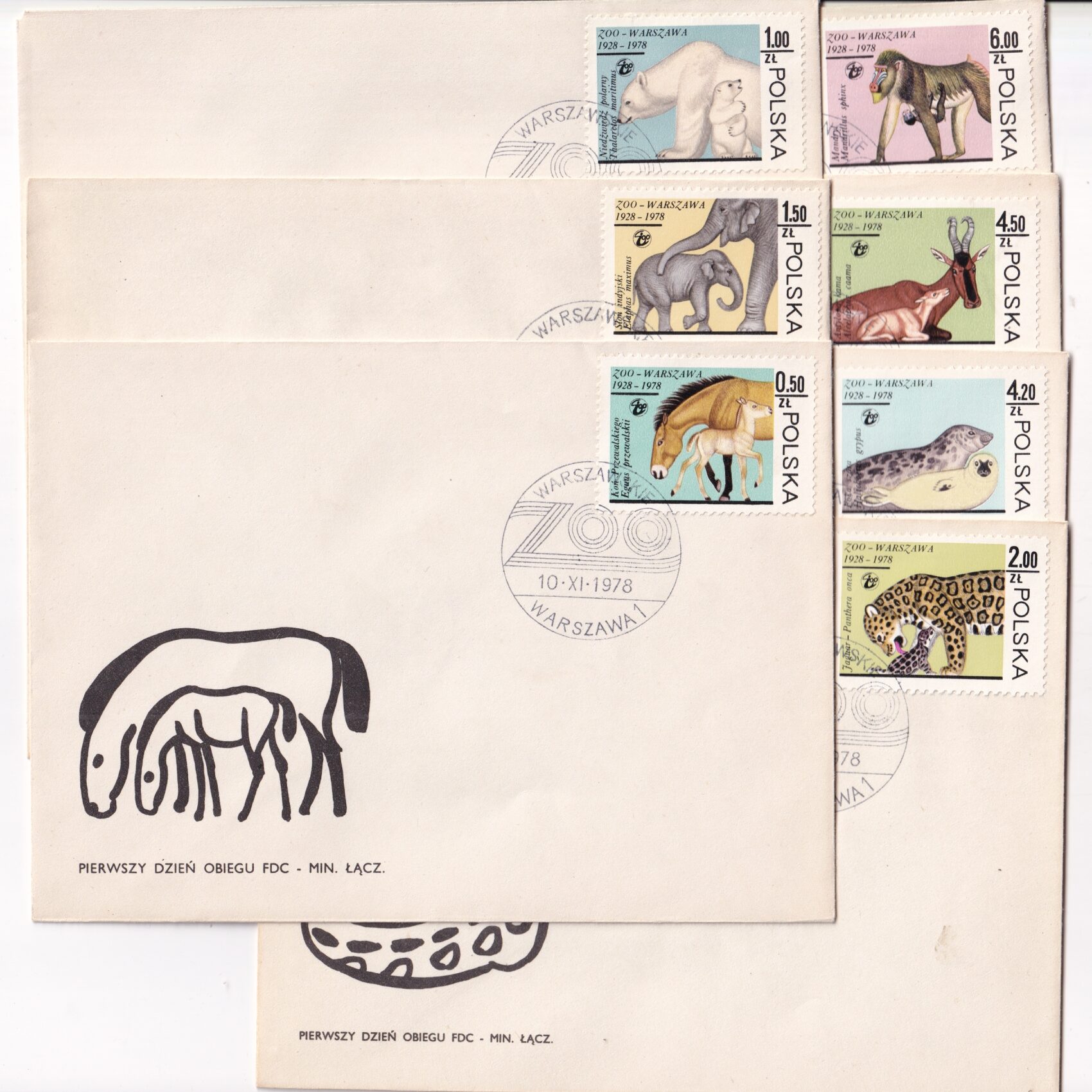 Fi 2437-2443 FDC 50-lecie warszawskiego ZOO