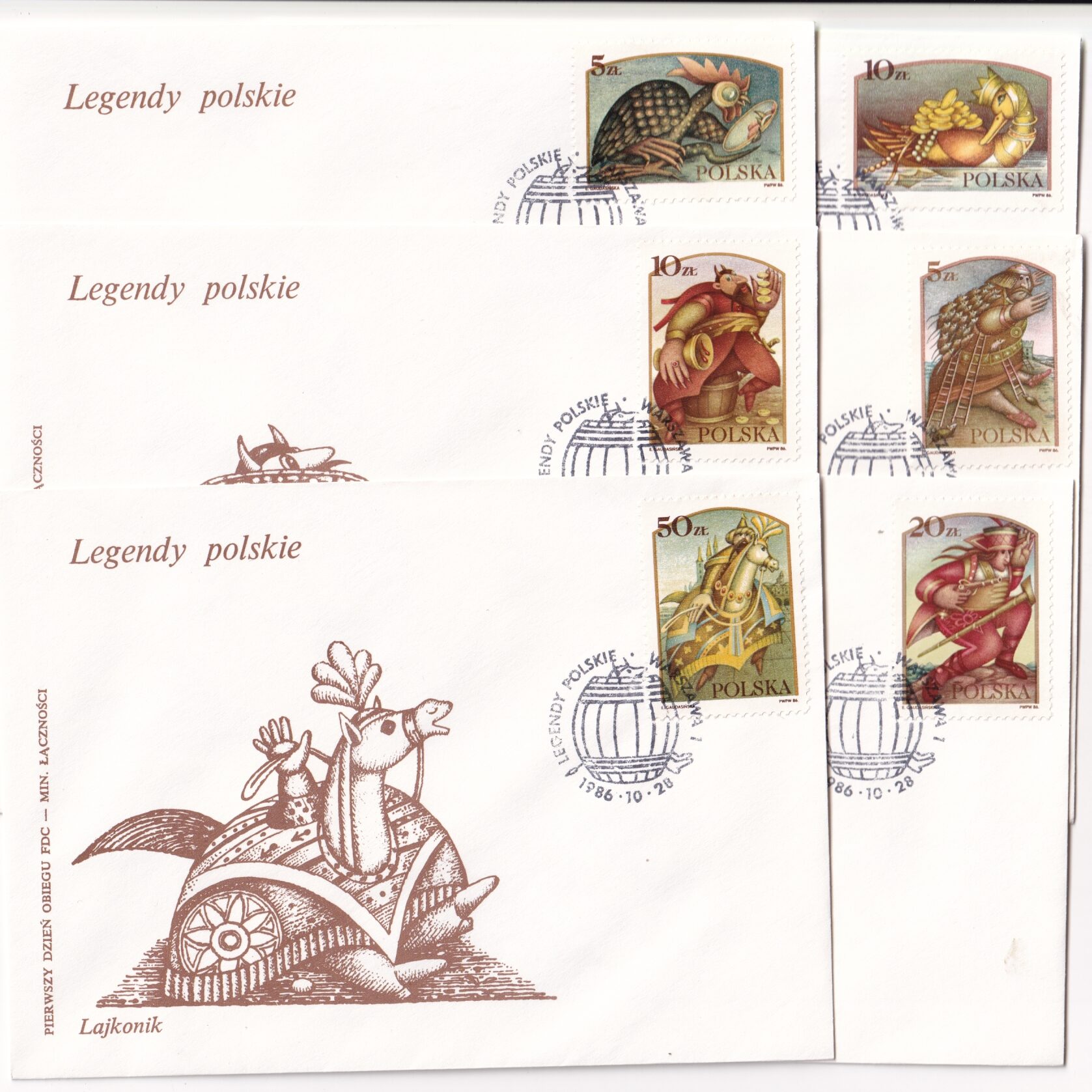 Fi 2904-2909 FDC Legendy polskie