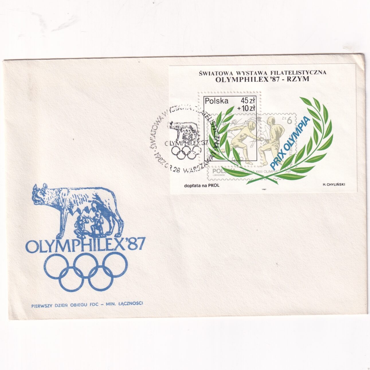 Fi 2964 FDC Światowa Wystawa Filatelistyczna "Olymphilex '87"