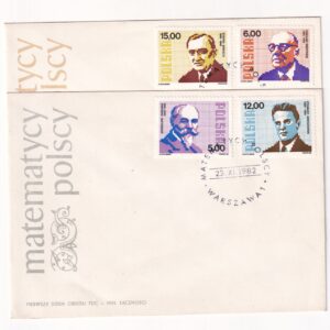 Fi 2688-2691' FDC Matematycy polscy - Stanisław Zaremba, Wacław Sierpiński, Zygmunt Janiszewski, Stefan Banach