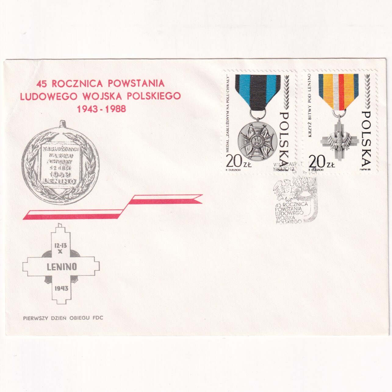 Fi 3017-3018 FDC 45. rocznica powstania Ludowego Wojska Polskiego