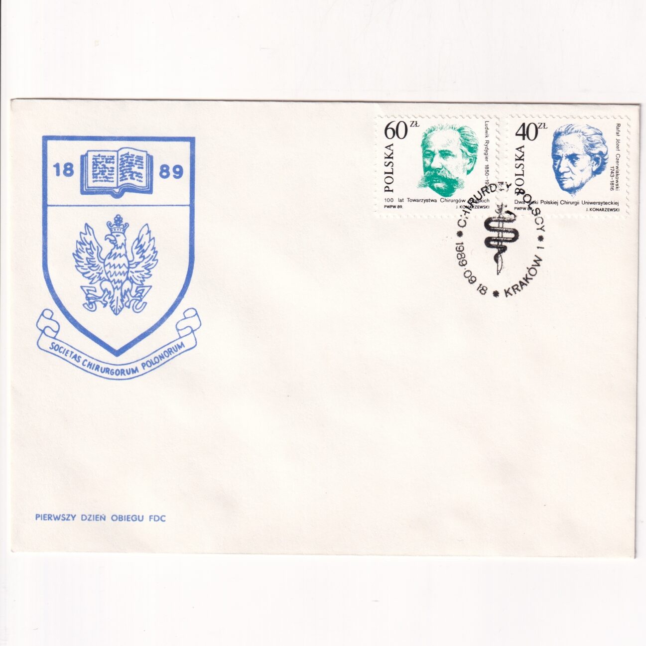 Fi 3073-3074 FDC Chirurdzy polscy - Rafał Czerwiakowski, Ludwik Rydygier