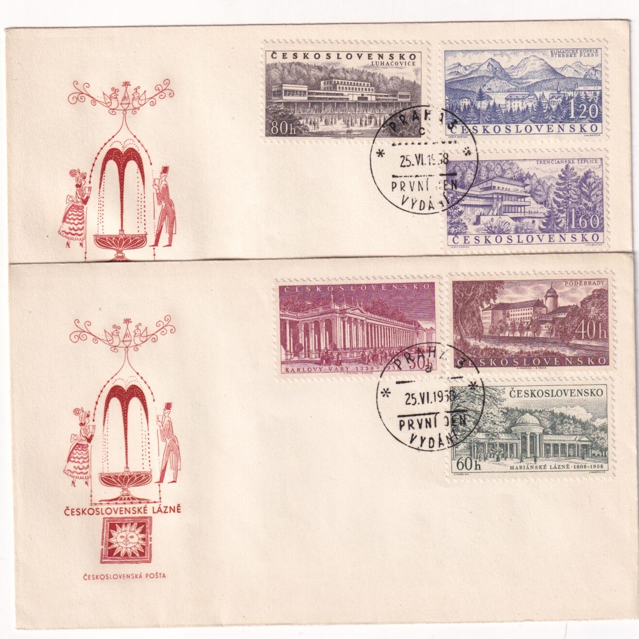 Czechosłowacja SW 1082-1087 FDC Czeskie Łaźnie