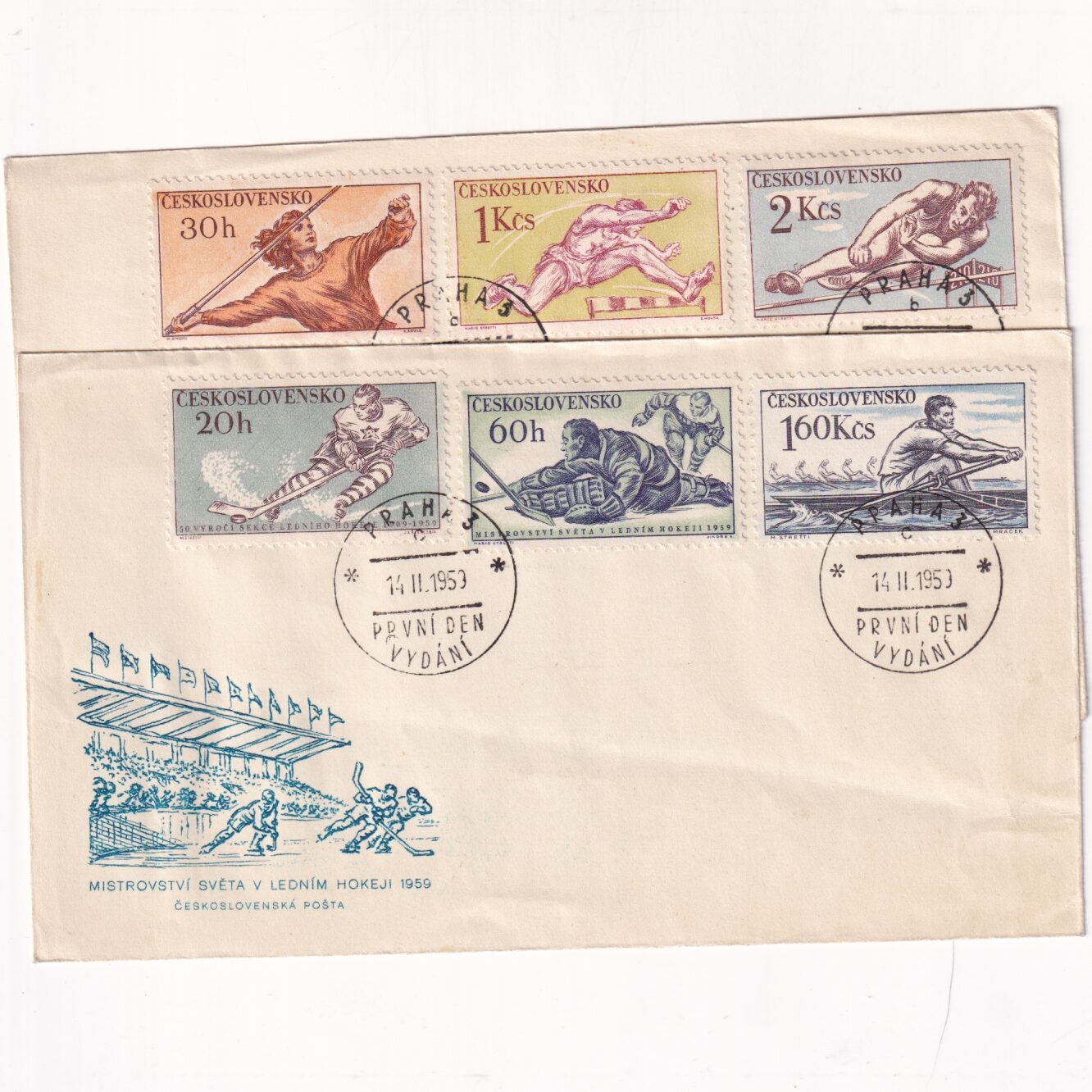 Czechosłowacja SW 1113-1118 FDC Sport w 1959