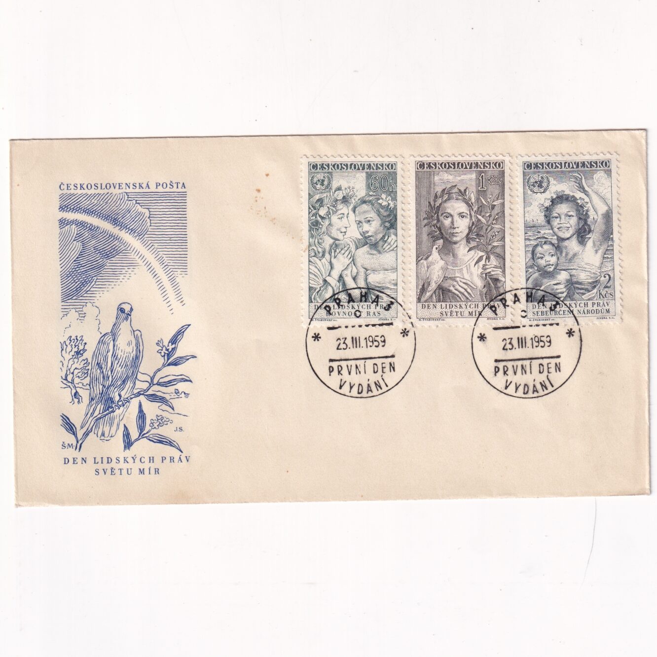 Czechosłowacja SW 1121-1123 FDC Prawa Człowieka