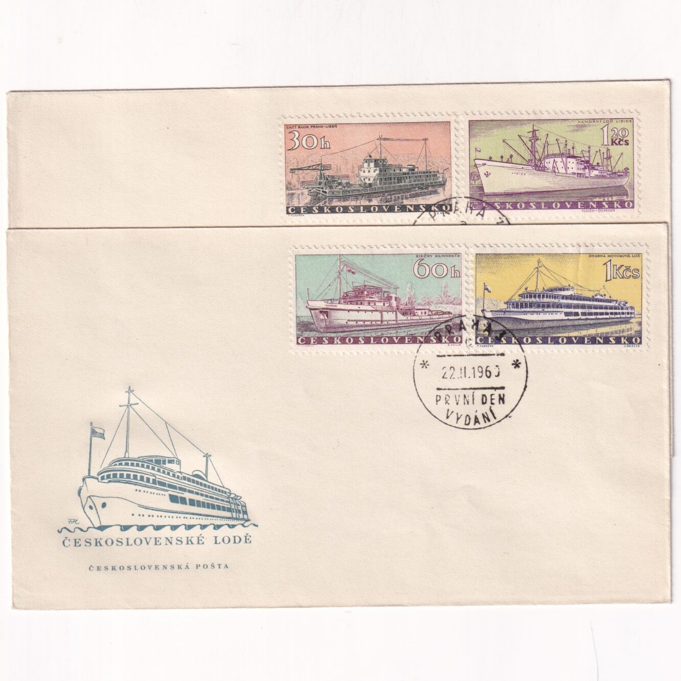 Czechosłowacja SW 1176-1179 FDC Czeskie Statki