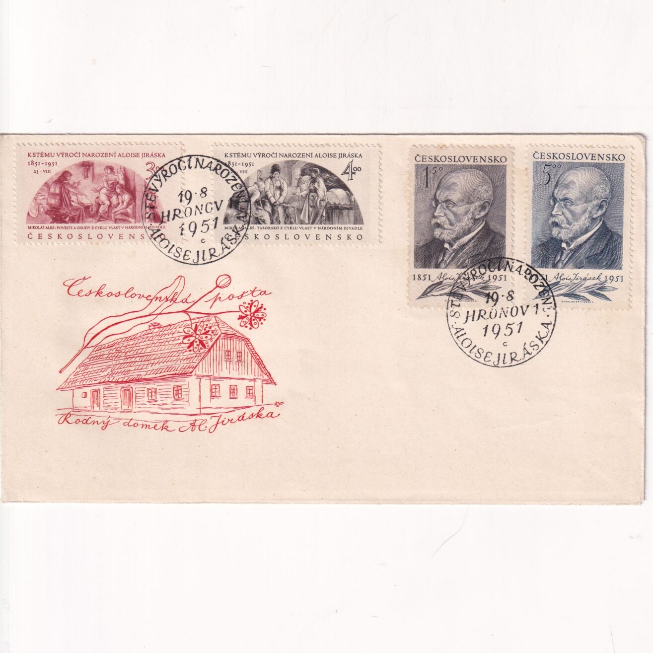 Czechosłowacja SW 681-684 FDC Alois Jirasek