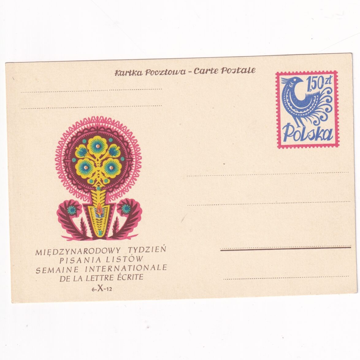 Fi 149 całostka pocztowa Cp Międzynarodowo Tydzień Pisania Listów