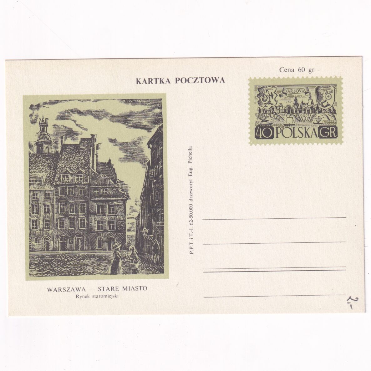 Fi 210c IV całostka pocztowa Cp Warszawa - Stare Miasto - Rynek Staromiejski