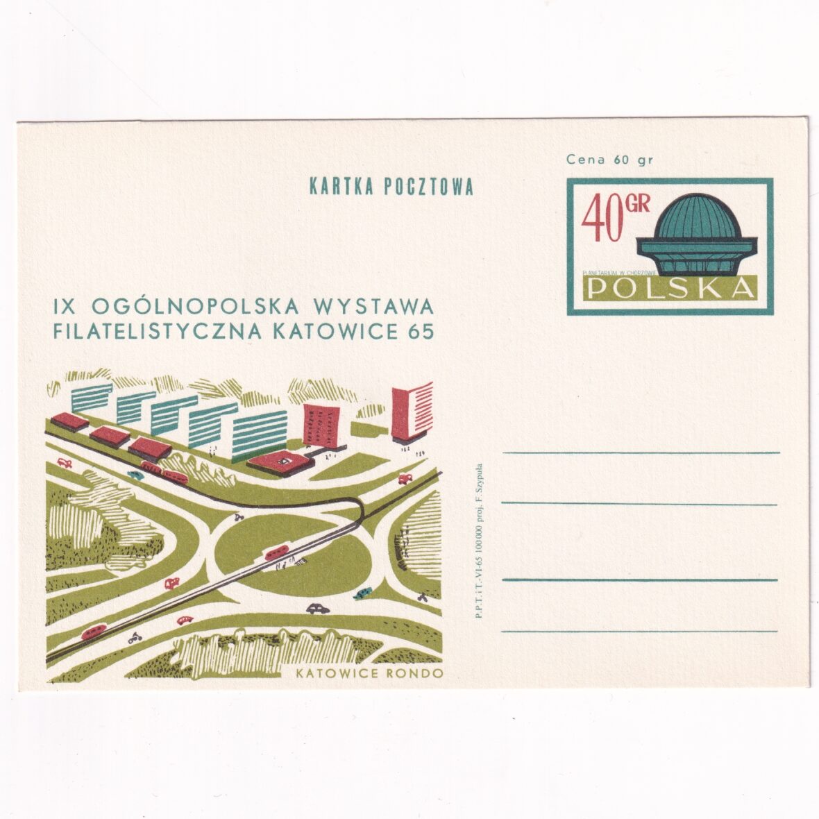Fi 276 całostka pocztowa Cp Wystawa Filatelistyczna "Katowice 65"