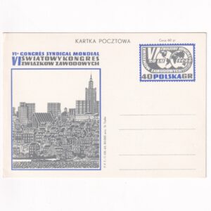 Fi 278 całostka pocztowa Cp VI Światowy Kongres Zw. Zaw. w Warszawie