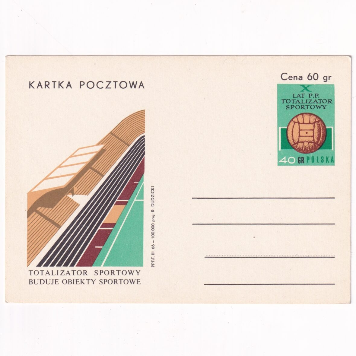 Fi 297 całostka pocztowa Cp X-lecie PP Totalizator Sportowy