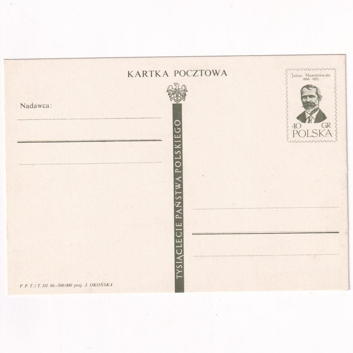 Fi 298 całostka pocztowa Cp 1000-lecie Państwa Polskiego