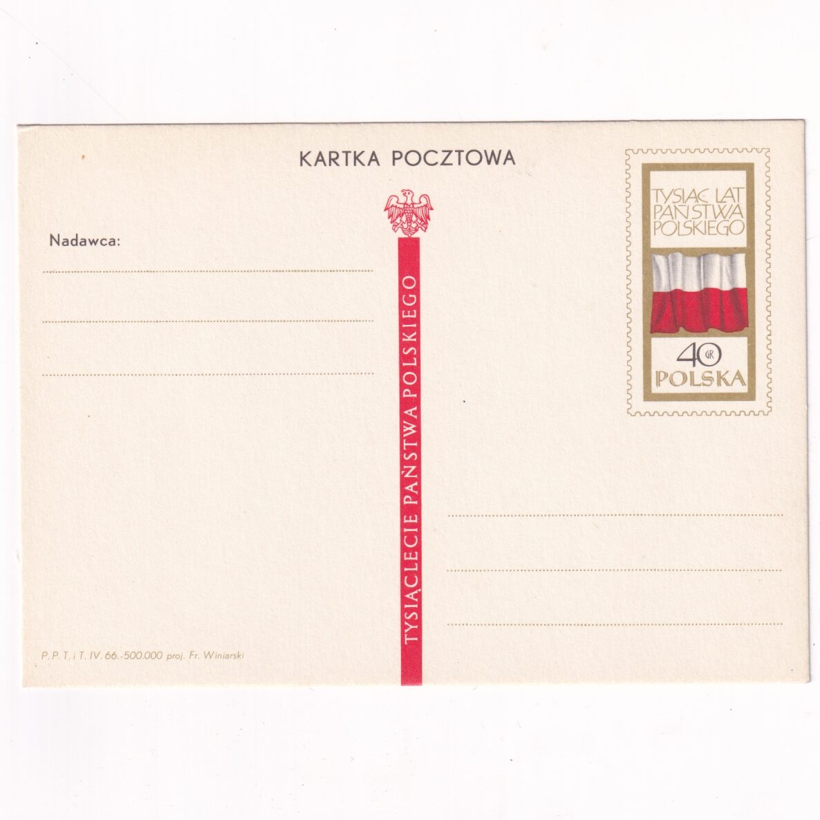 Fi 307 całostka pocztowa Cp 1000-lecie Państwa Polskiego