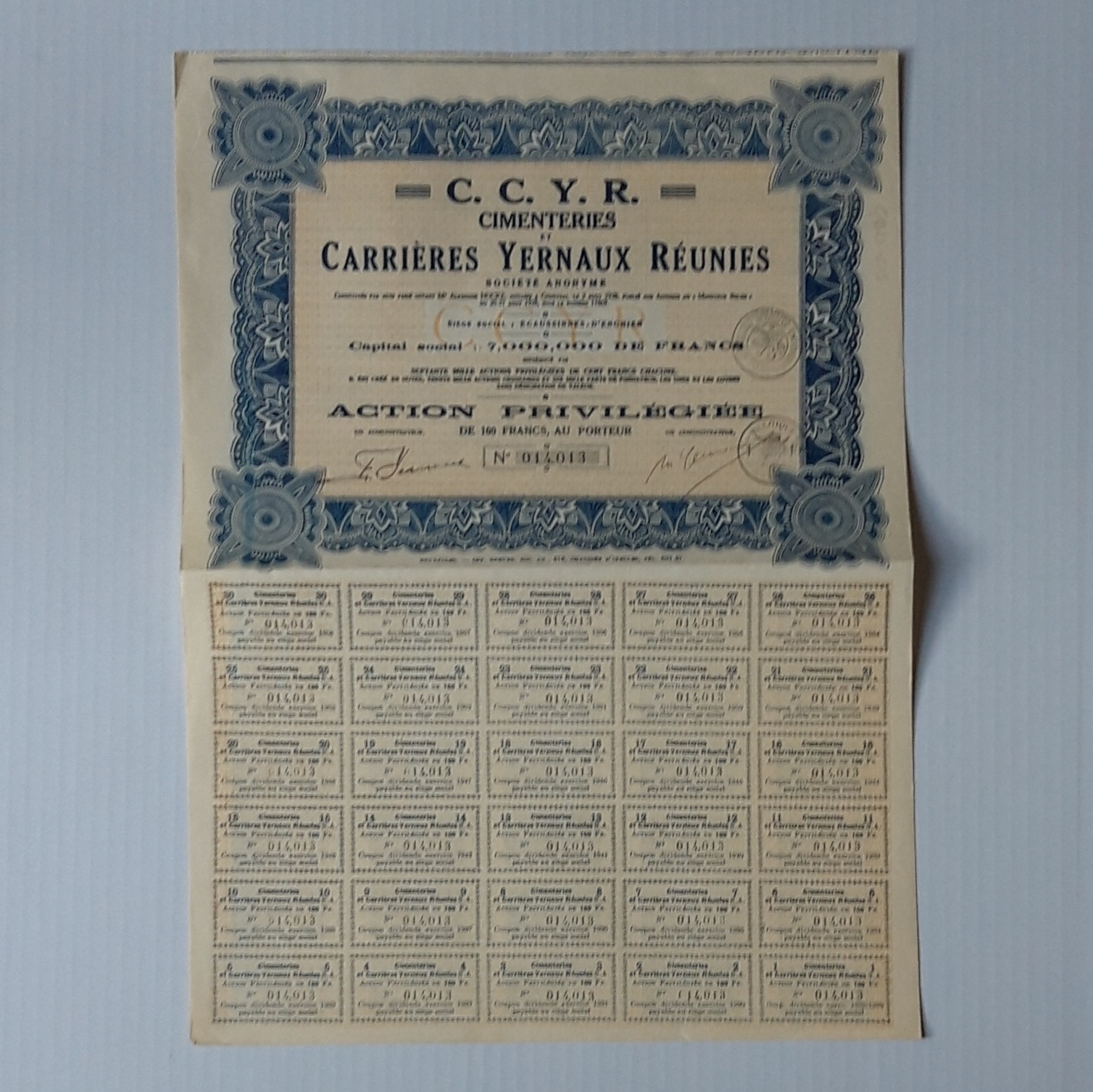 AKCJA C.C.Y.R. CIMENTERIES CARRIERES YERNAUX REUNIES OBLI-03