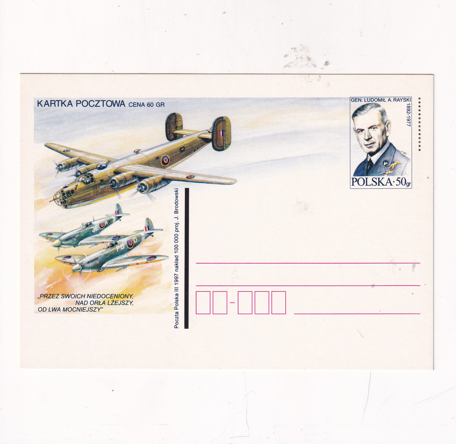 Fi 1142 całostka pocztowa Cp Generał Ludomił Antoni Rayski 1892-1977