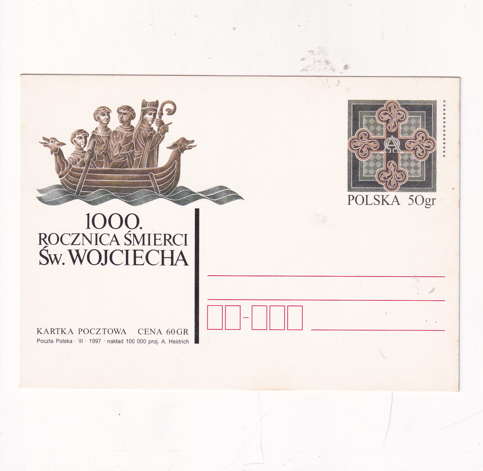 Fi 1143 całostka pocztowa Cp 1000 rocznica śmierci św. Wojciecha