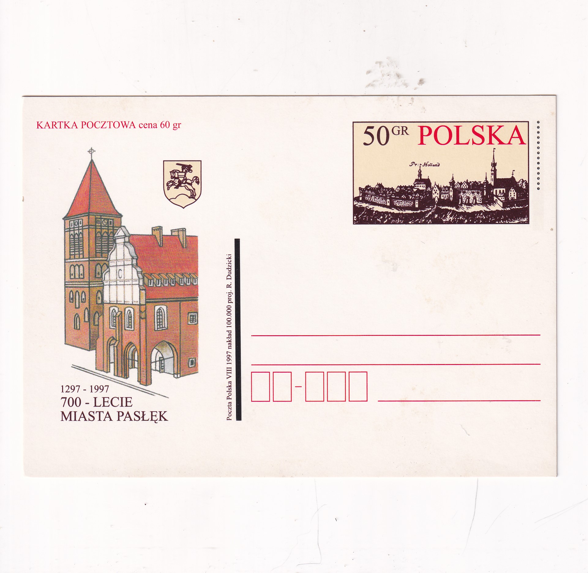 Fi 1156 całostka pocztowa Cp 700-lecie miasta Pasłęk