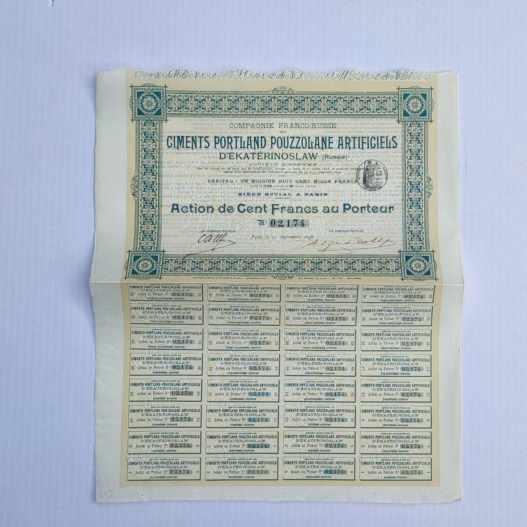 AKCJA COMPAGNE FRANCO-RUSSE CIMENTS PORTLAND POUZZOLANE ARTIFICIELS OBLI-18