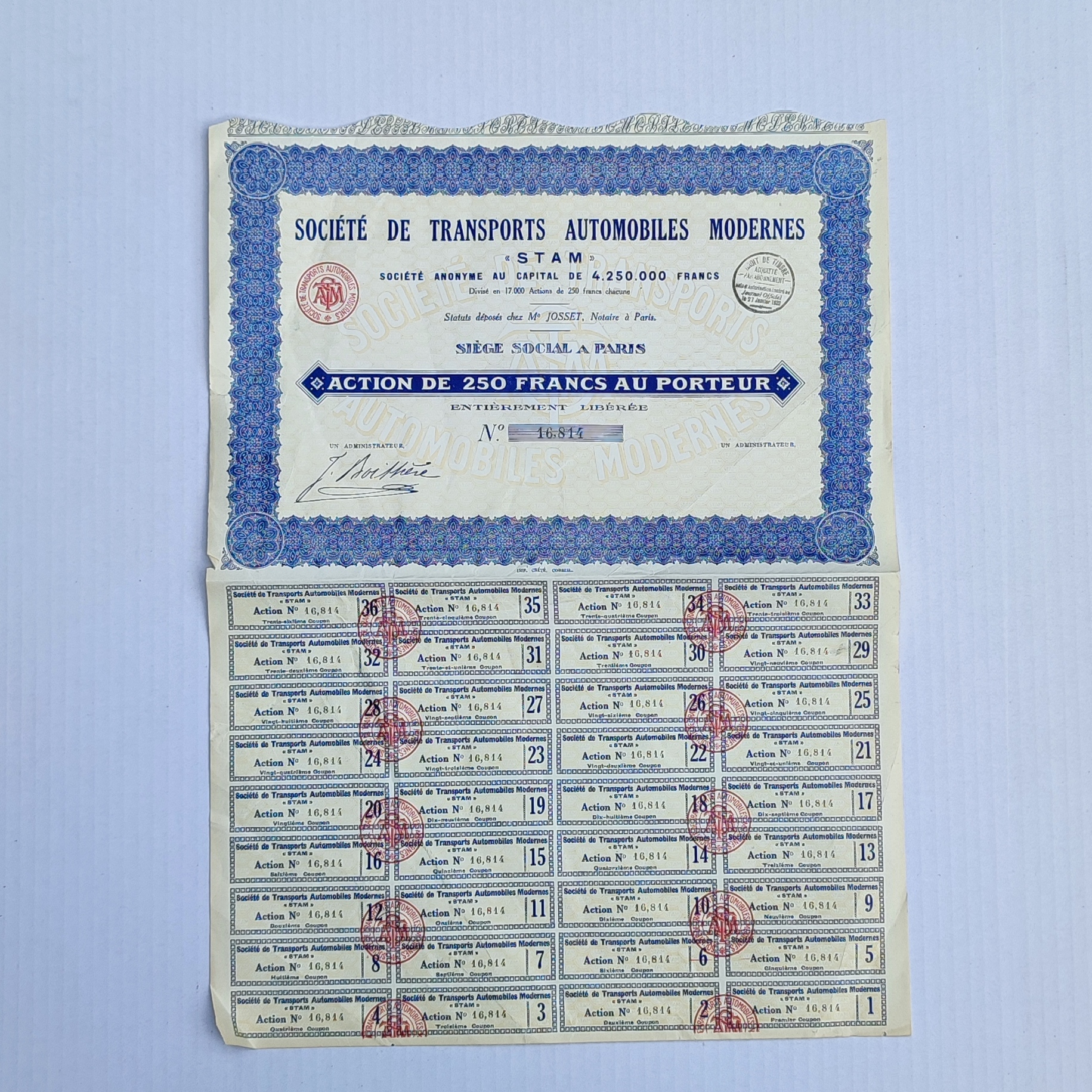 AKCJA SOCIETE DE TRANSPORTS AUTOMOBILES MODERNES OBLI-12