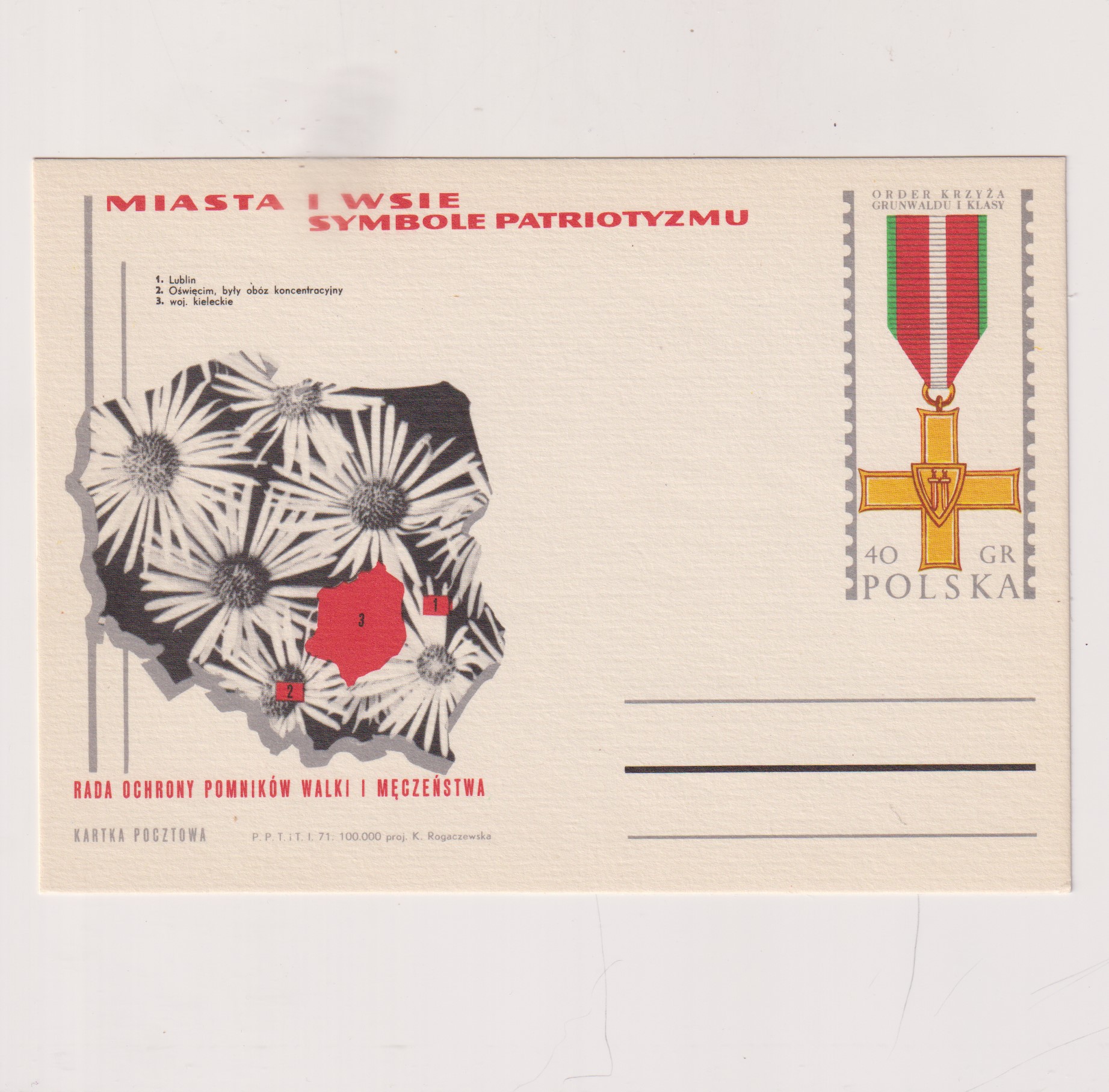 Fi 482 całostka pocztowa Cp Miasta i wsie-symbole patriotyzmu