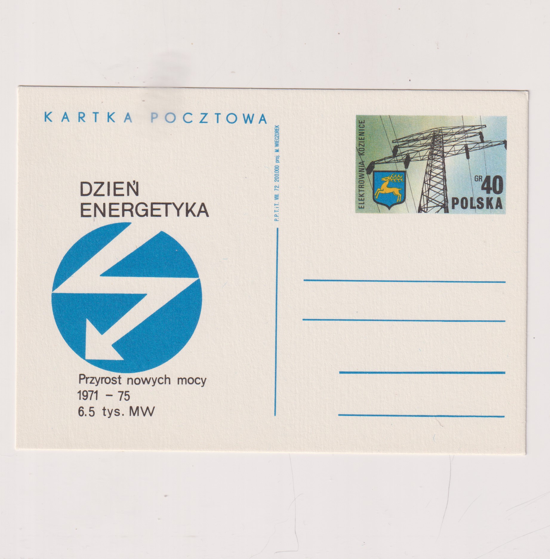 Fi 527 całostka pocztowa Cp Dzień Energetyka - Elektrownia "Kozienice"