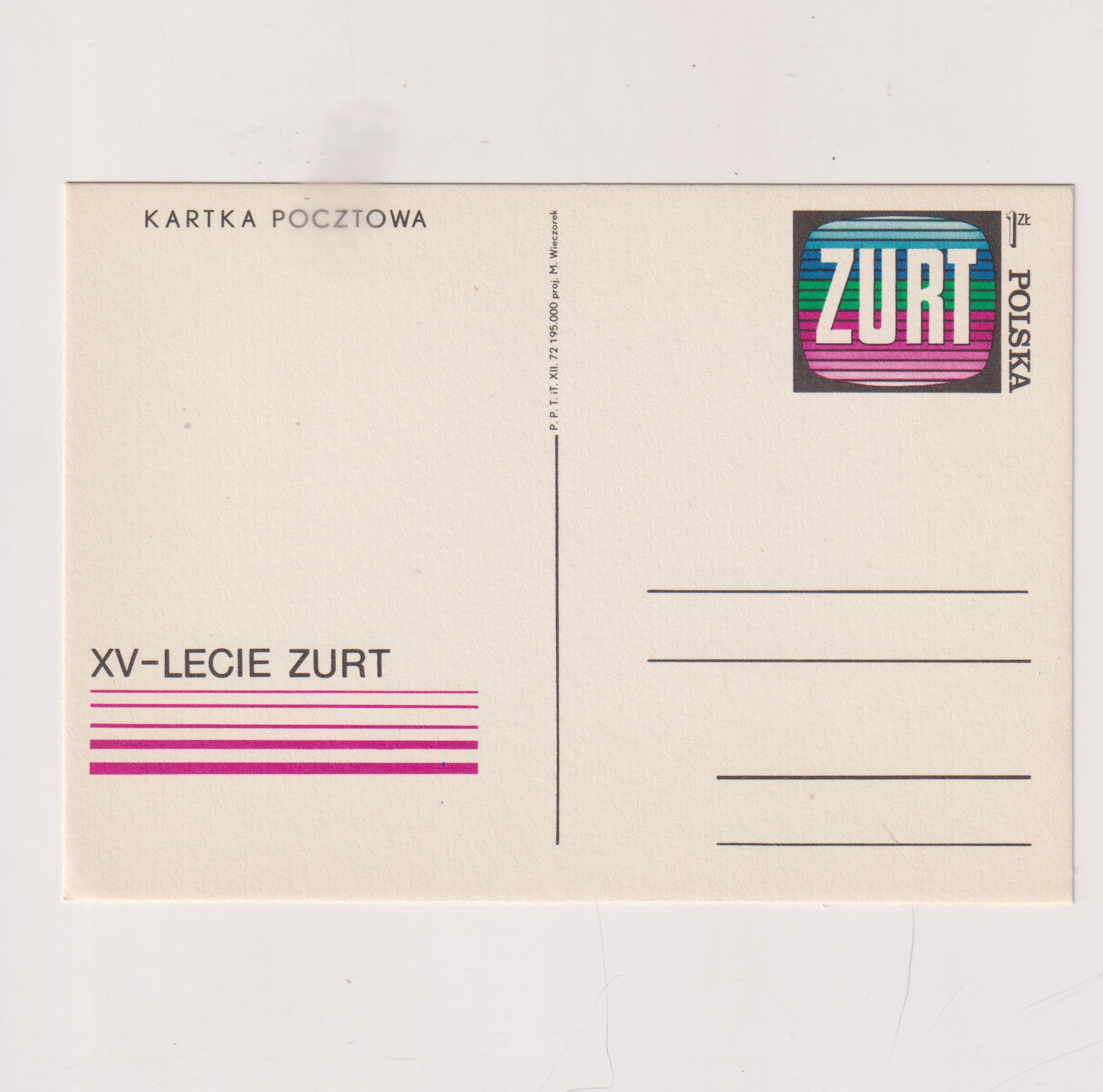 Fi 554 całostka pocztowa Cp 15-lecie ZURT