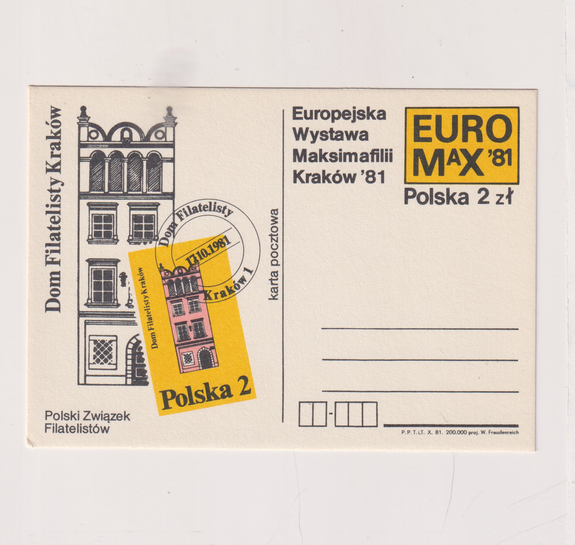 Fi 798 całostka pocztowa Cp Europejska WF Maksimafilli - Kraków 81