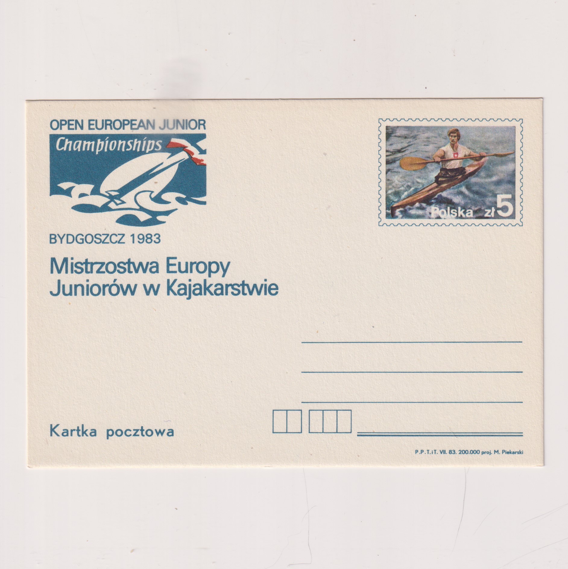 Fi 840 I całostka pocztowa Cp Mistrzostwa Europy Juniorów w kajakarstwie (Bydgoszcz 1983) (Kopia)