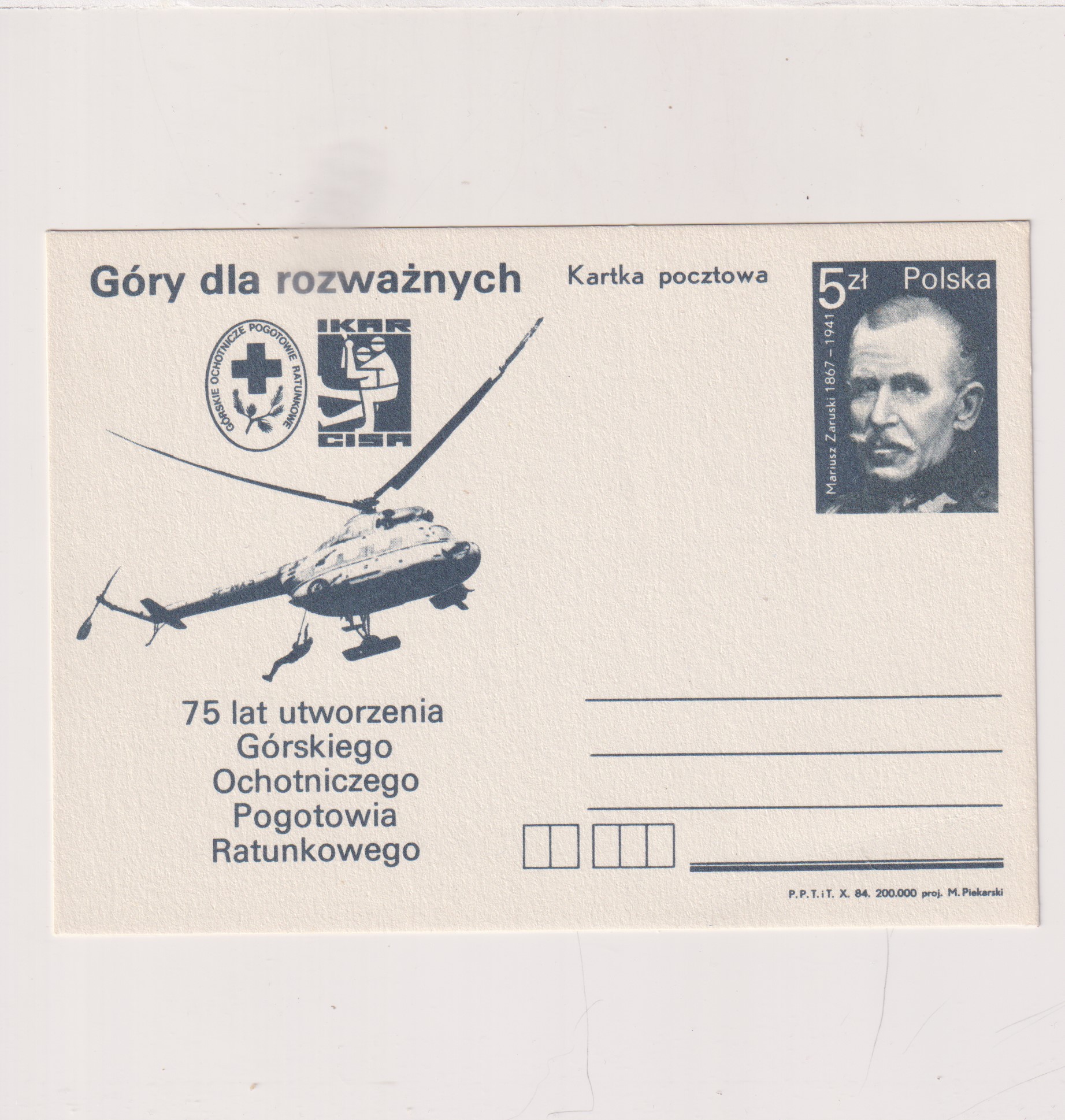 Fi 888 całostka pocztowa Cp 75 rocznica utworzenia GOPR