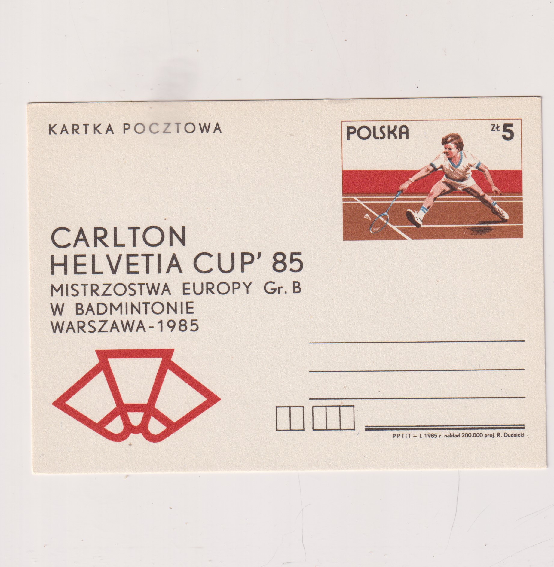 Fi 895 całostka pocztowa Cp Mistrzostwa Europy w badmintonie