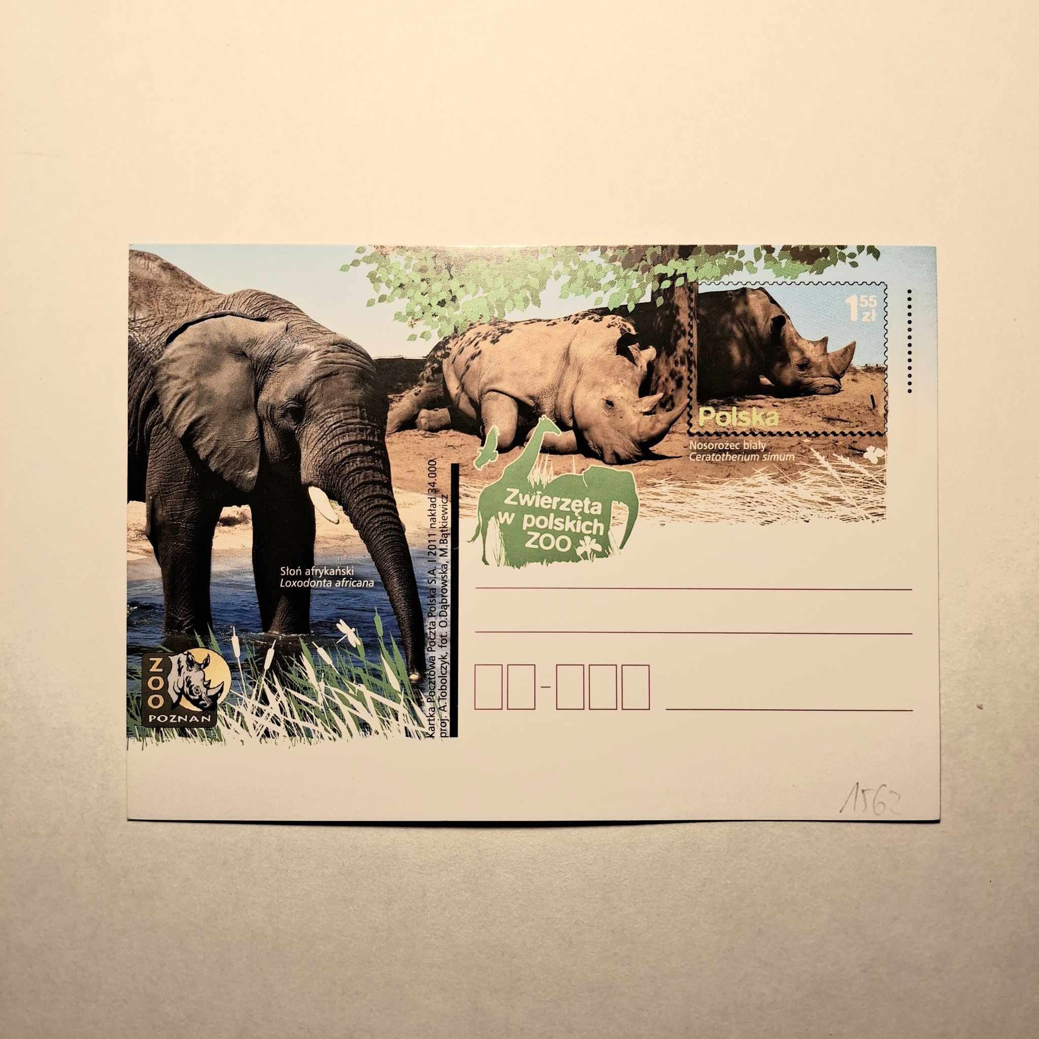 Fi 1562 całostka pocztowa Cp Zwierzęta w polskich ZOO