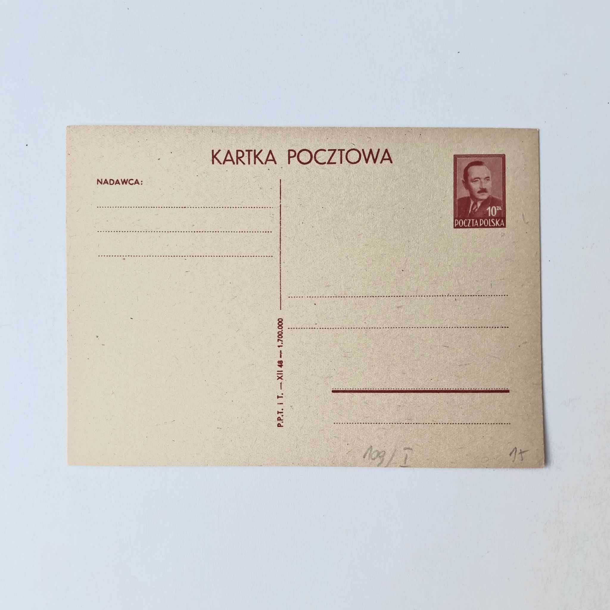 Fi 109 III całostka pocztowa Cp B. Bierut syg. II 49