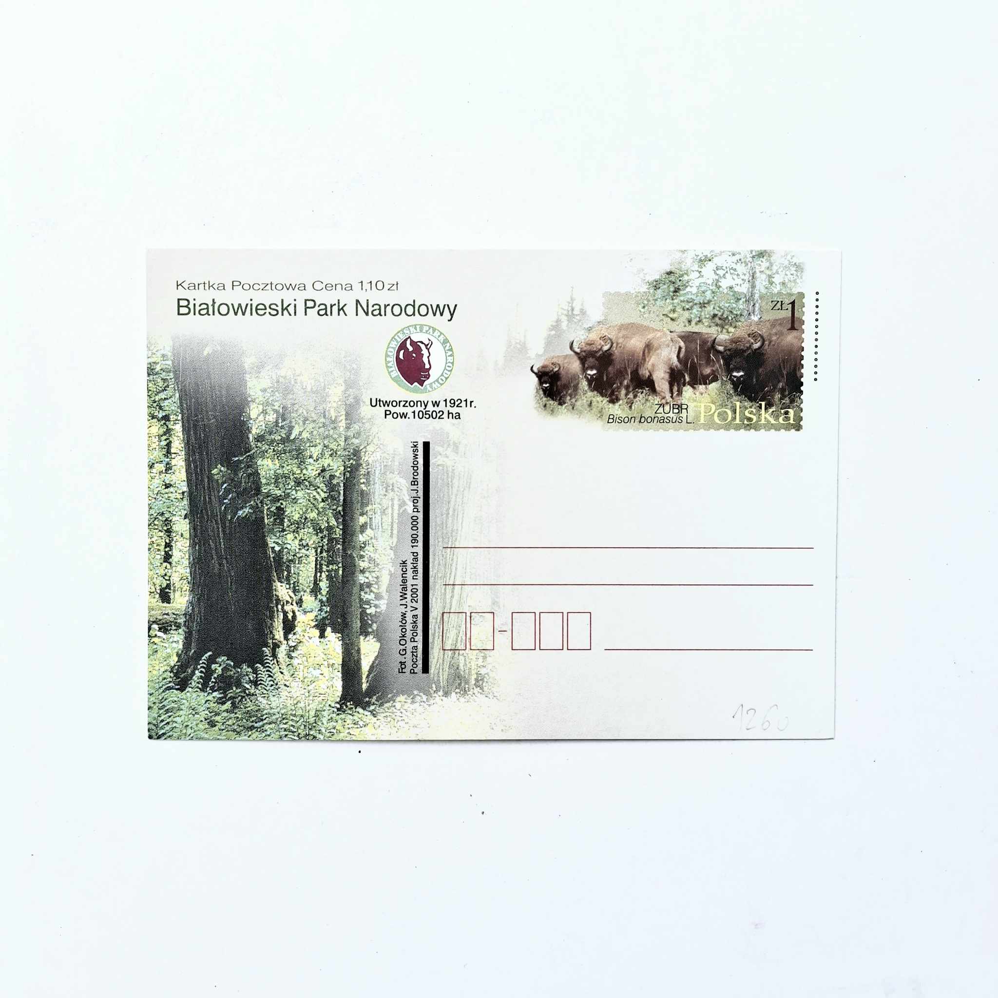 Fi 1260 całostka pocztowa Cp Białowieski Park Narodowy