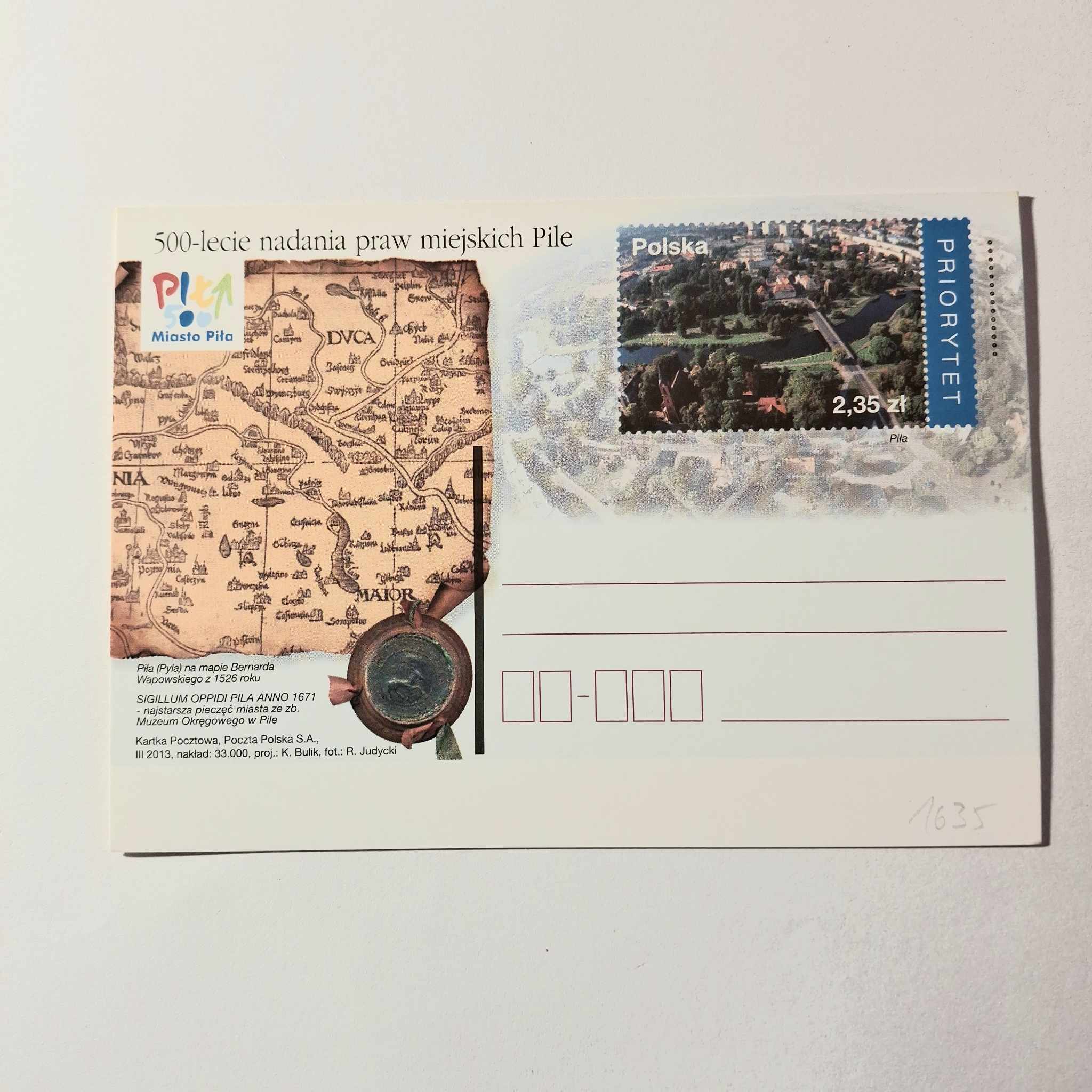 Fi 1635 całostka pocztowa Cp. 500-lecie nadania...