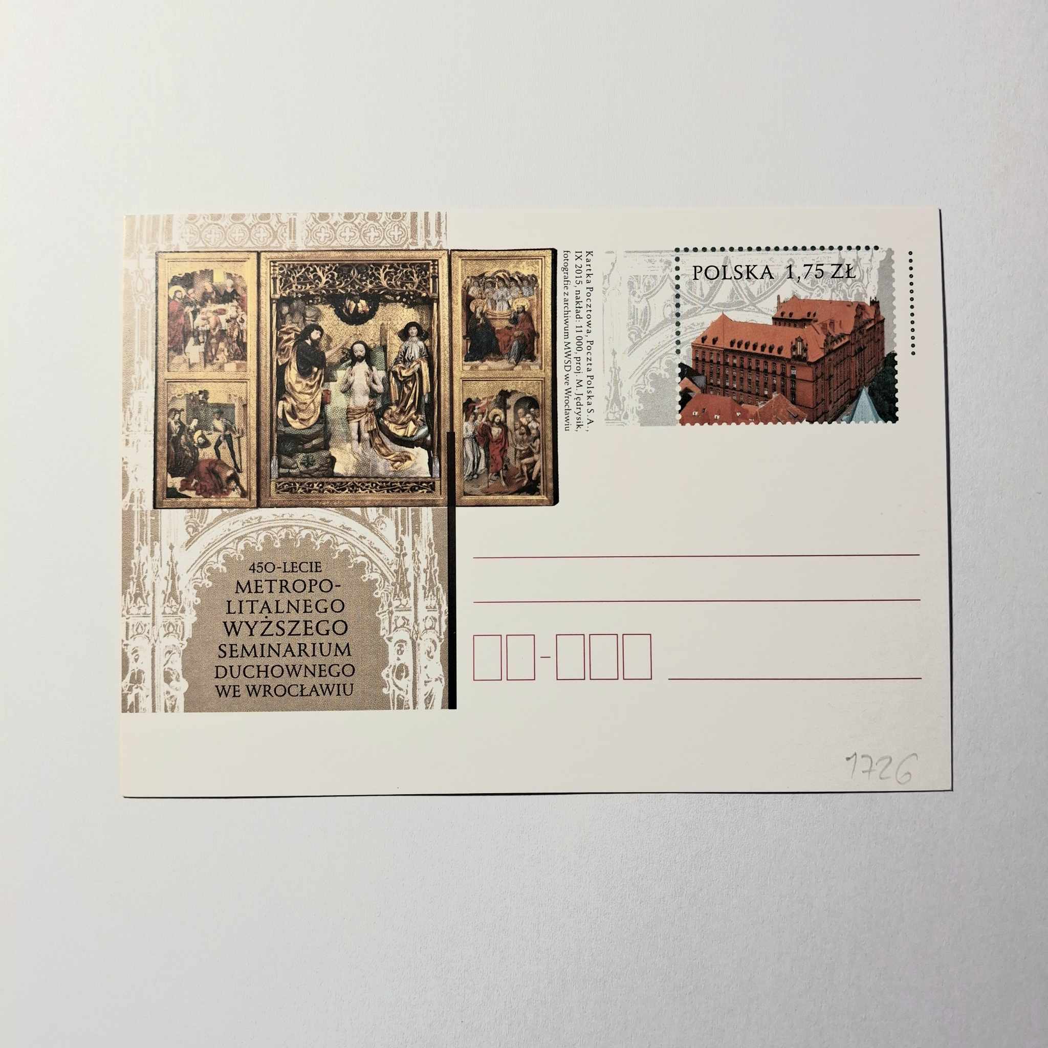 Fi 1726 całostka pocztowa Cp. 450 lecie Metropolitalnego....