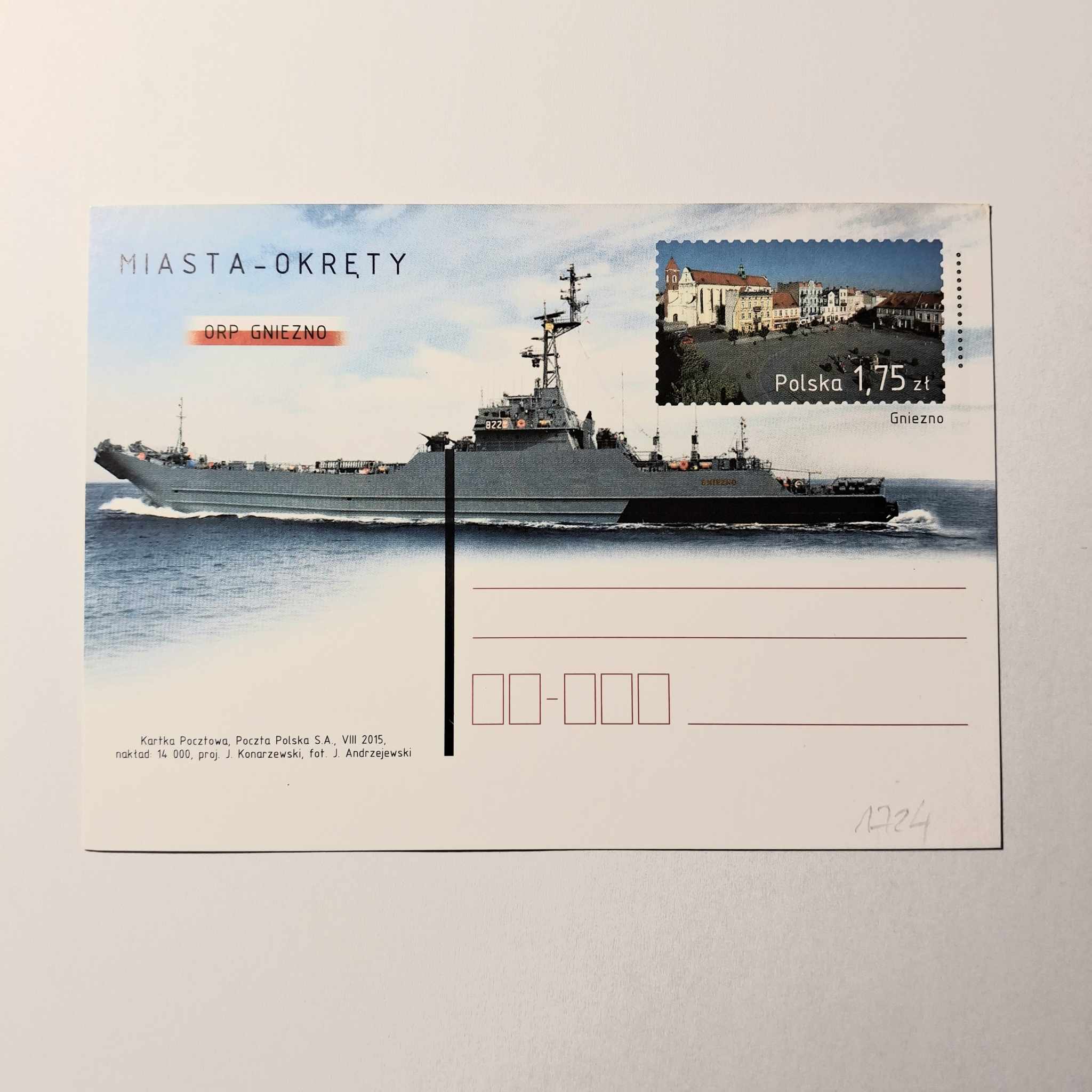 Fi 1724 całostka pocztowa Cp. Miasta - okręty.