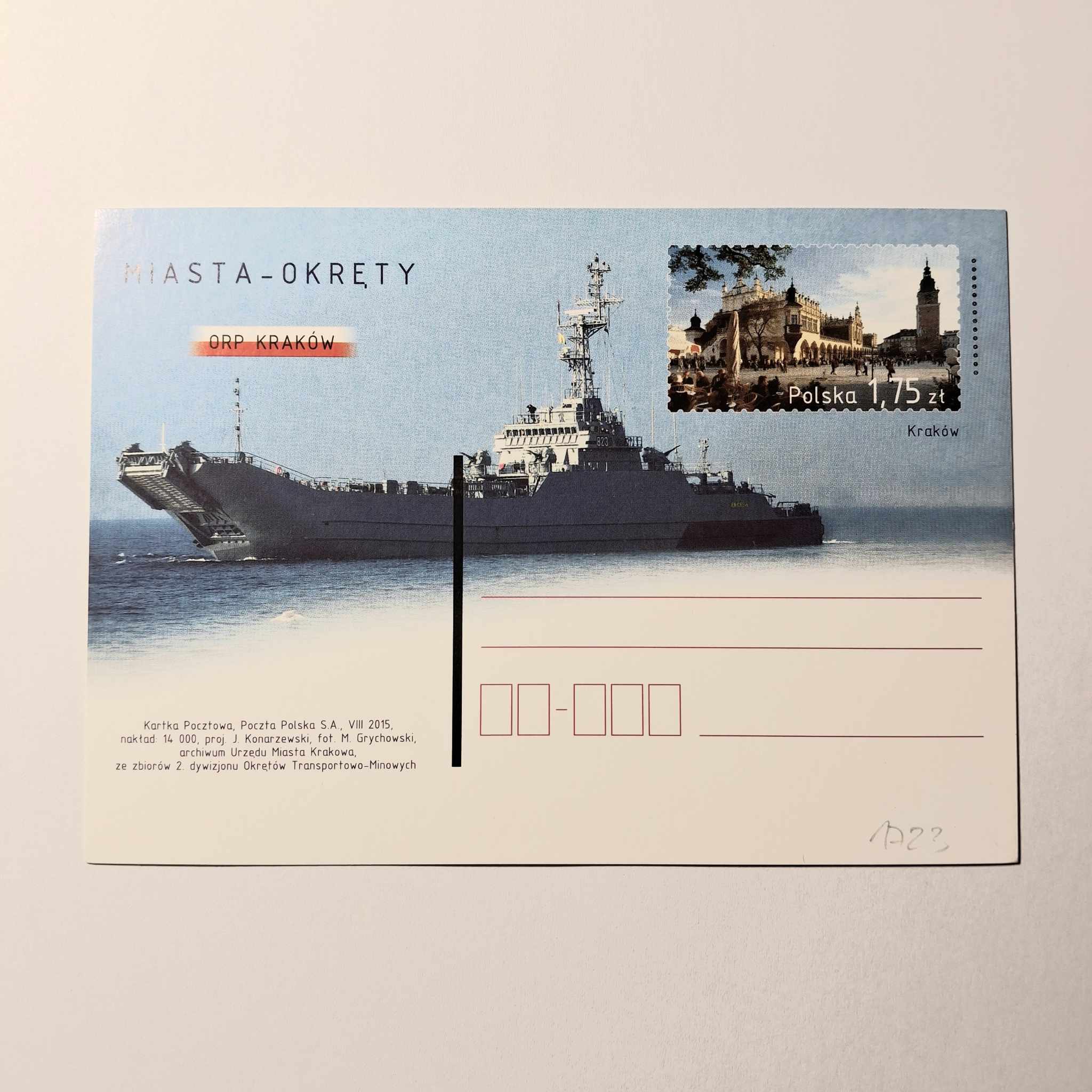 Fi 1723 całostka pocztowa Cp. Miasta - okręty.