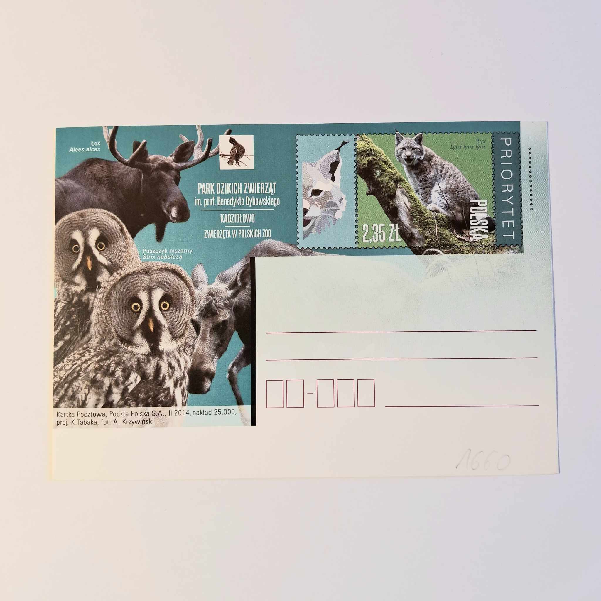 Fi 1660 całostka pocztowa Cp. Zwierzęta w polskich ZOO.