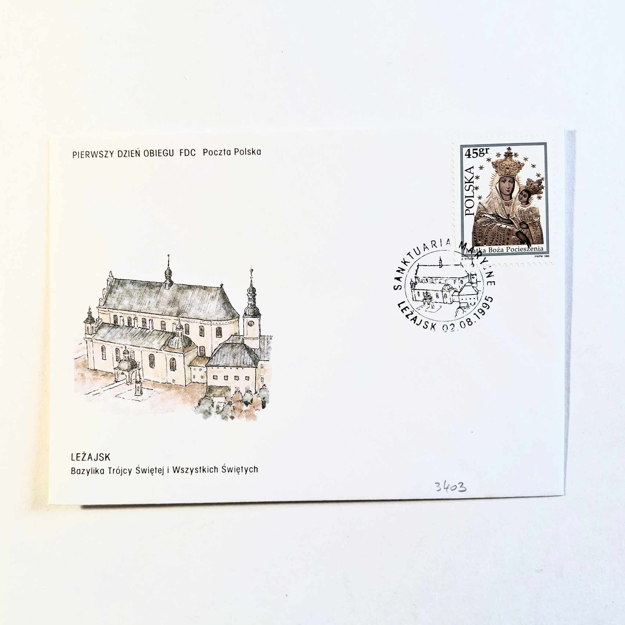 Fi 3403 koperta FDC Sanktuaria Maryjne...