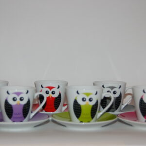 KOMPLET ZESTAW FILIŻANEK do espresso SOWA + GRATIS