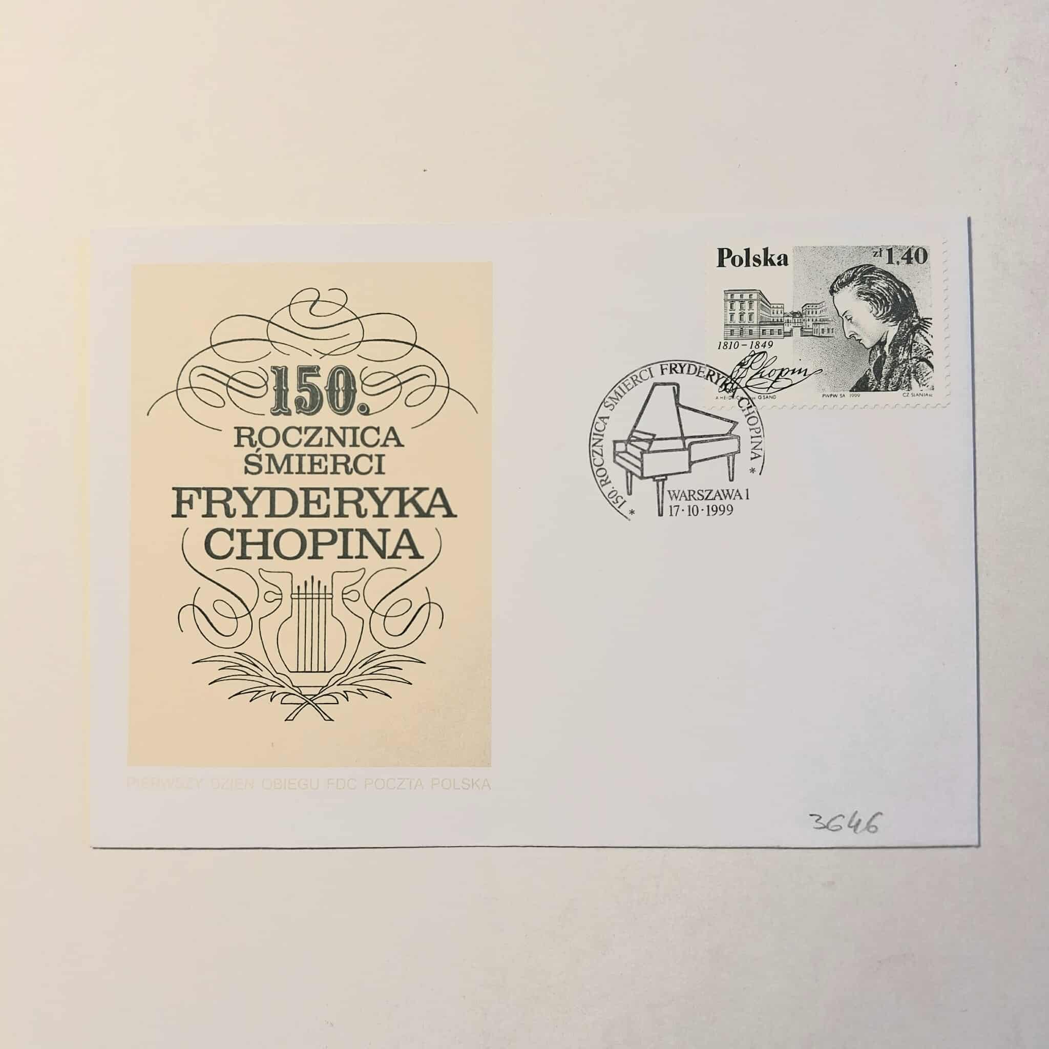 Fi 3646 Koperta FDC 150. rocznica Śmierci F. Chopina.