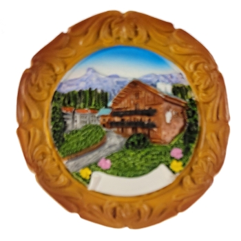 MAGNES NA LODÓWKĘ WIDOK CHATKA NA TLE ALP M01603