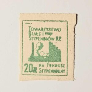 ZN 031 znaczek cegiełka - Towarzystwo Burs i Stypendiów RP Na Fundusz Stypendialny 20 Zł.