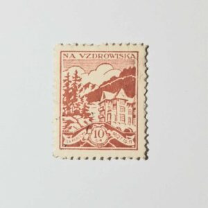 ZN 010 znaczek cegiełka - Na Uzdrowiska Dla Pracowników Poczty TG i TF 10 gr czerwony