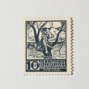 ZN 009 znaczek cegiełka - Ofiarom Powodzi woj. Wileńskiego i Now. i Biał 10 gr.