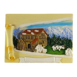 MAGNES NA LODÓWKĘ DOMEK NA TLE ALP M02187