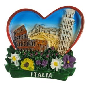 MAGNES NA LODÓWKĘ PAMIĄTKA Z ITALII SERCE KRZYWA WIEŻA KOLOSEUM M02192